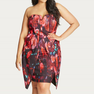 City Chic Party Print Layered Dress